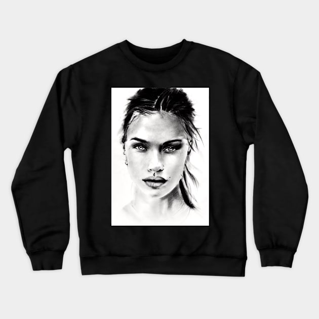 charcoal drawing of a woman Crewneck Sweatshirt by stoekenbroek